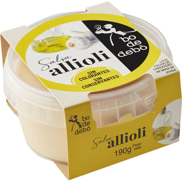 Salsa fresca alioli tarrina 190 g · BO DE DEBO · Supermercado El Corte