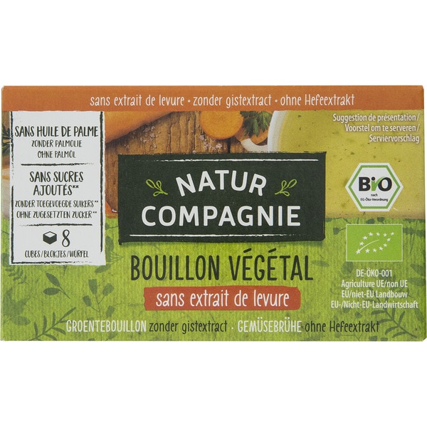caldo de verduras ecológico en pastillas envase 88 g sin extracto de levadura, sin azúcar y sin aceite de palma