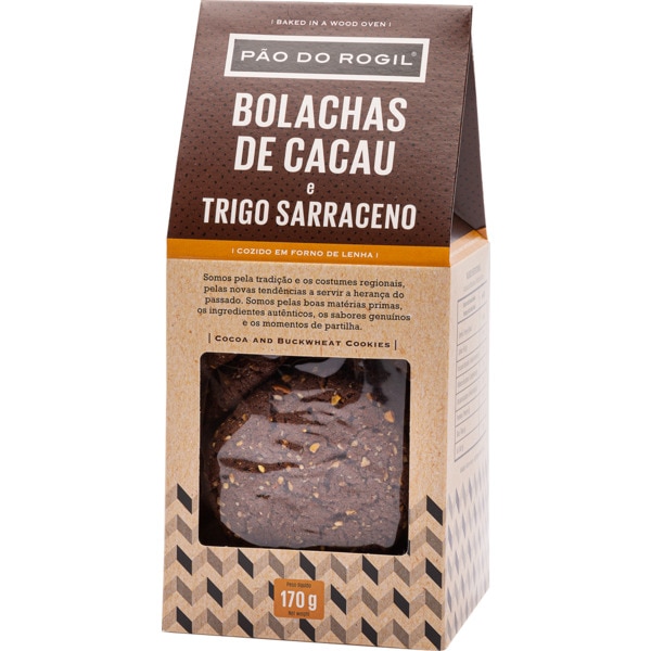 Bolachas de Cacau e Trigo Sarraceno embalagem 170 g