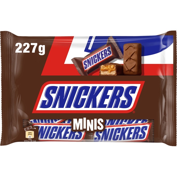 SNICKERS Minis barritas de chocolate con caramelo y cacahuetes bolsa 227 g 