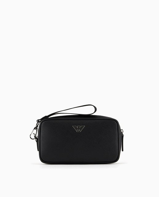 Neceser de hombre efecto saffiano con logo