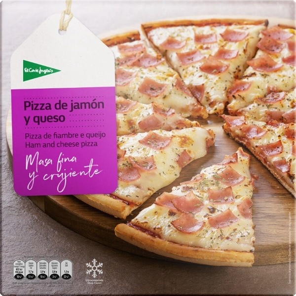 Pizza mit Schinken und Käse, dünner und knuspriger Teig Karton 380 g