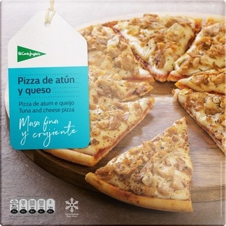 EL CORTE INGLES pizza de atún y queso masa fina estuche 400 g