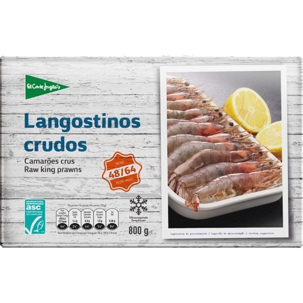 langostino crudo 48/64 piezas Karton 800 g netto Abtropfgewicht