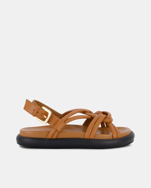 Sandalias planas de mujer en piel - Línea Comfort
