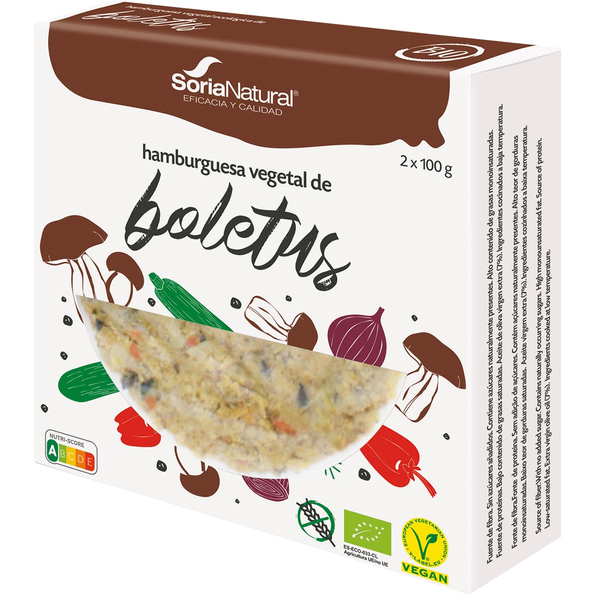 Hamburguesa De Boletus Ecológica Vegana Y Sin Gluten Pack 2 Unidades 100 G · Soria Natural 9528