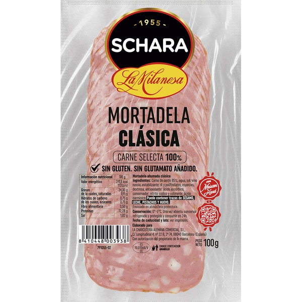 La Milanesa mortadela ahumada clásica en lonchas sin gluten envase 100