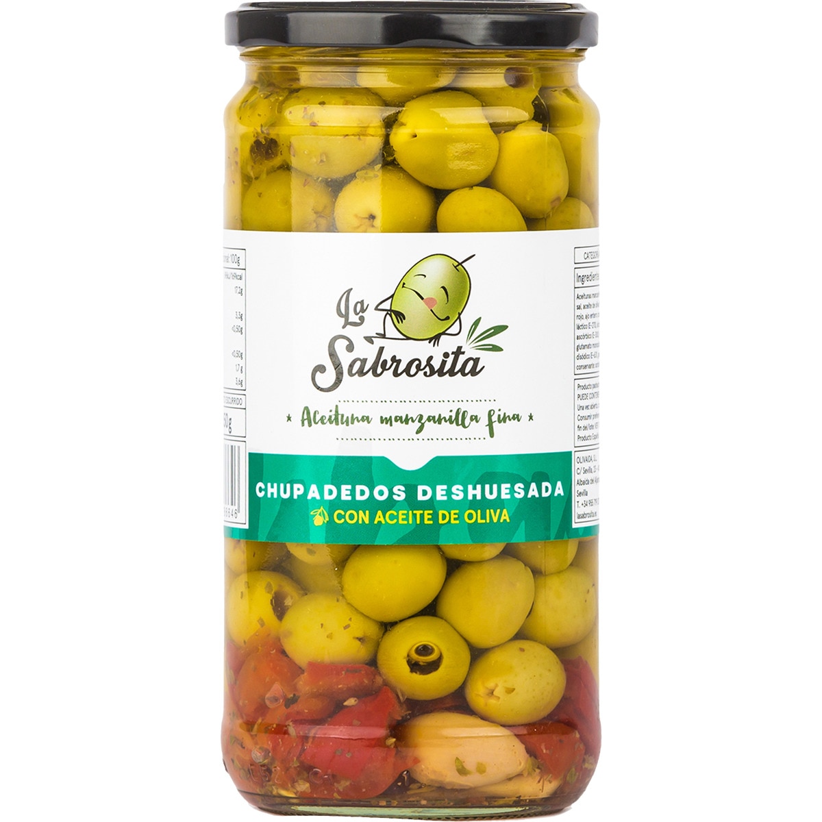 Aceitunas manzanilla fina chupadedos deshuesada frasco 350 g neto ...