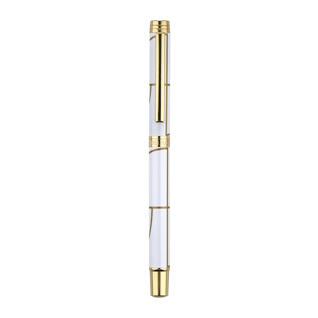 Bolígrafo en caja de diseño Carte Blanche Belius blanco y dorado.