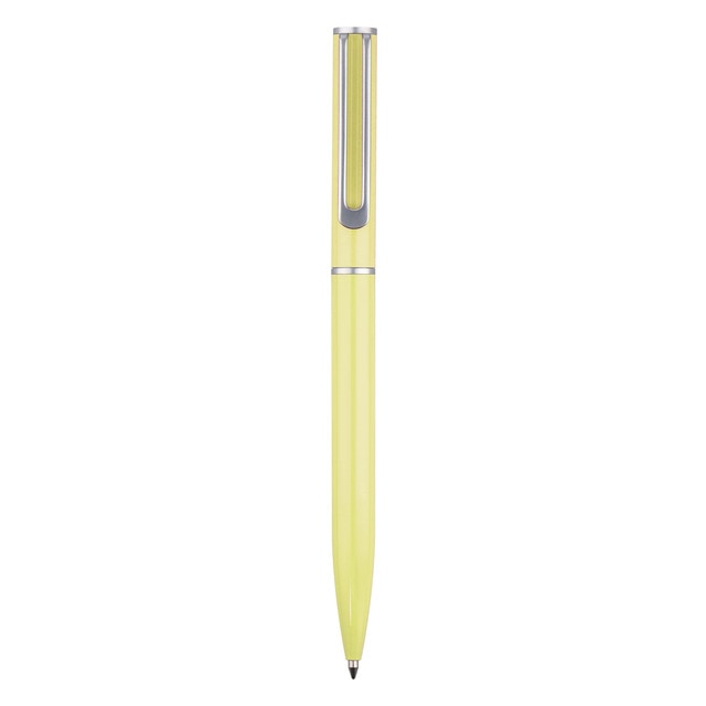 Juego de bolígrafo y roller en caja de diseño Endless Summer Belius amarillo y plateado.