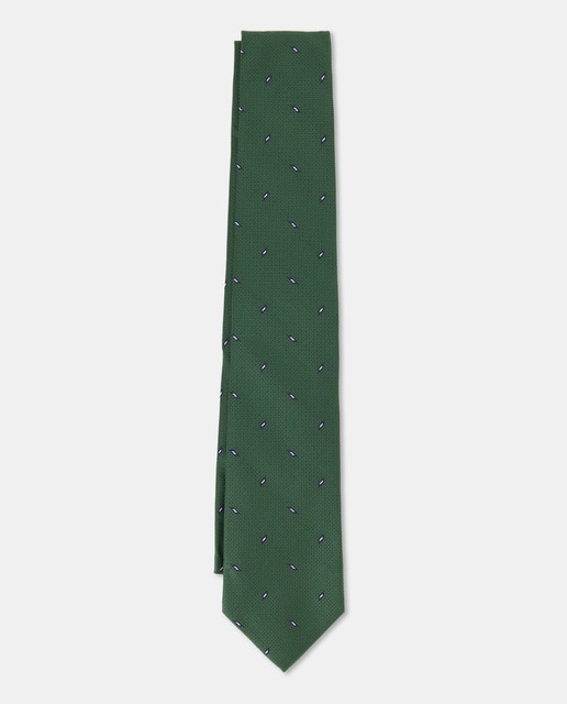 Corbata de seda con estructura en color azul marino.