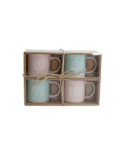 Café set 4 gres 7,7x6,6x7,2 180 ml. azul