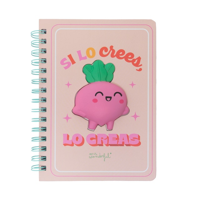 Libreta A5 con squishy Mr Wonderful: Remolacha Si lo crees, lo creas.