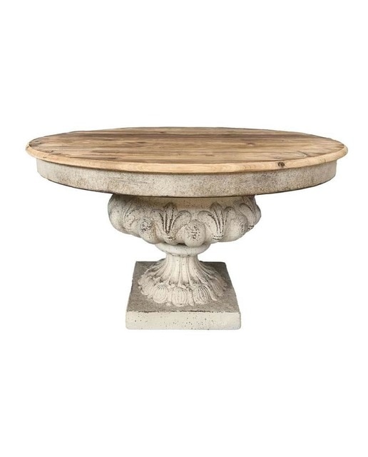 Mesa centro abeto mdf 80x80x50 envejecido blanco