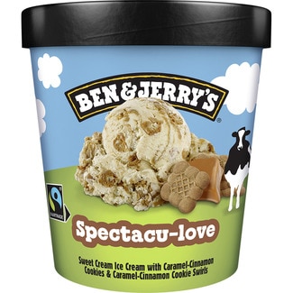 BEN & JERRY'S Spectacu-Love süßes Sahneeis mit Karamell und Zimt Becher 465 ml