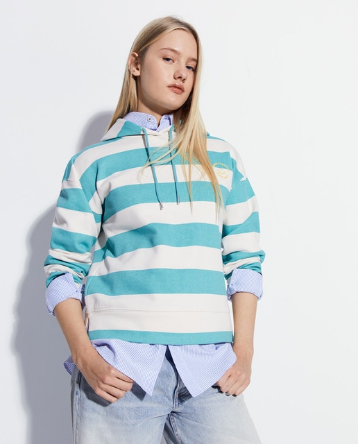 Striped hot sale hooded sweatshirt