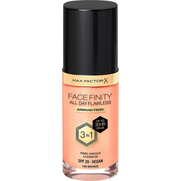 base de maquillaje líquida Facefinity All Day Flawless 3 In 1 SPF-20 tono C80 Bronze dosificador 30 ml