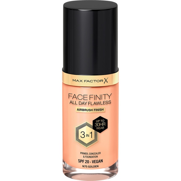 base de maquillaje líquida Facefinity All Day Flawless 3 In 1 SPF-20 tono N75 Golden dosificador 30 ml