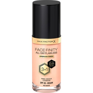 MAX FACTOR base de maquillaje líquida Facefinity All Day Flawless 3 In 1 SPF-20 tono N55 Beige dosificador 30 ml