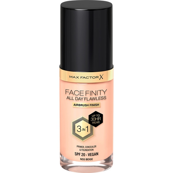 flüssiges Make-up Facefinity All Day Flawless 3 in 1 SPF-20 Ton N55 Beige Dosierspender 30 ml