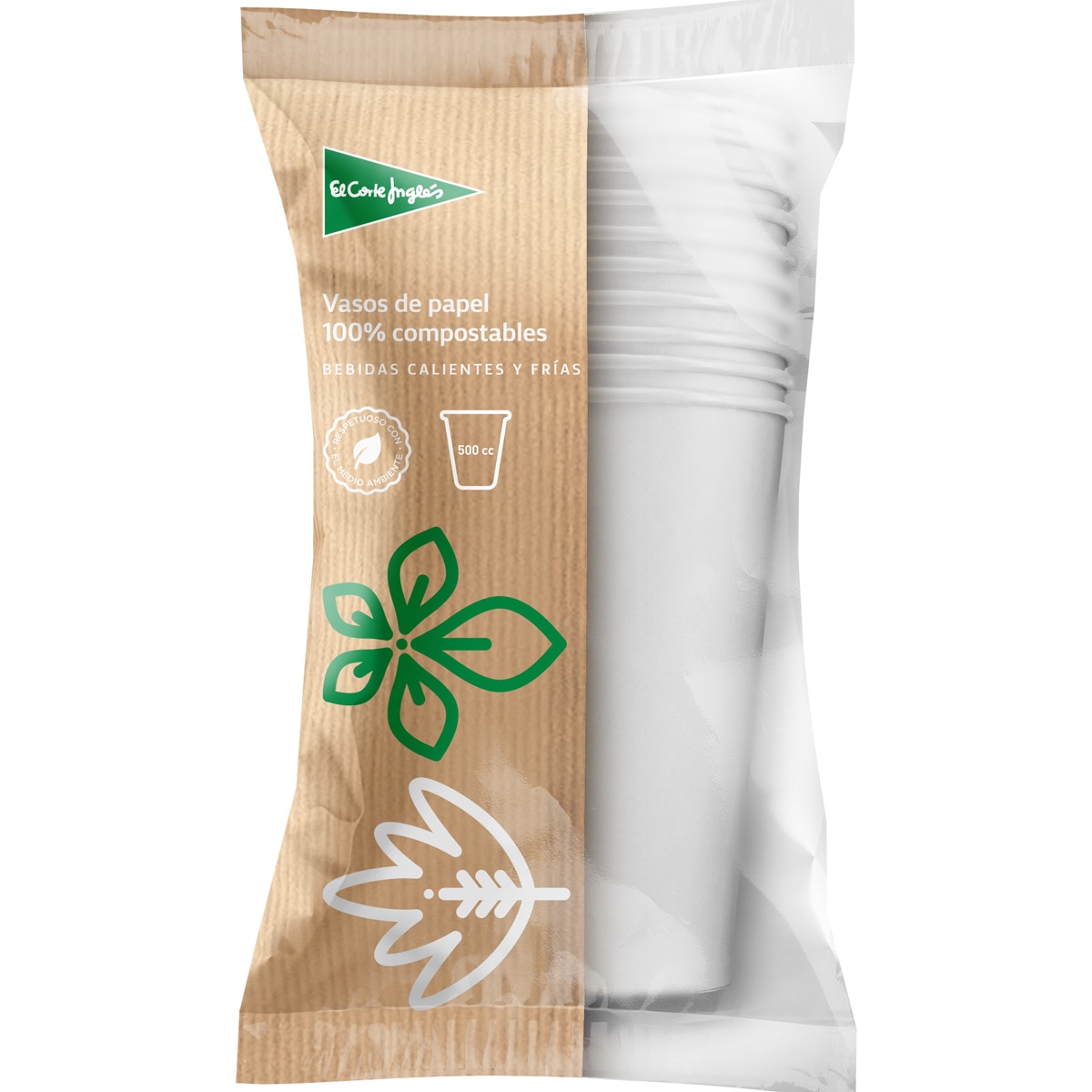 Vasos De Papel Compostables 150 Ml - Pack 50 Unidades, Blanco, Sin Imprimir, Ecológicos