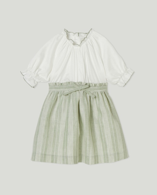 Vestido combinado de niña 100% lino