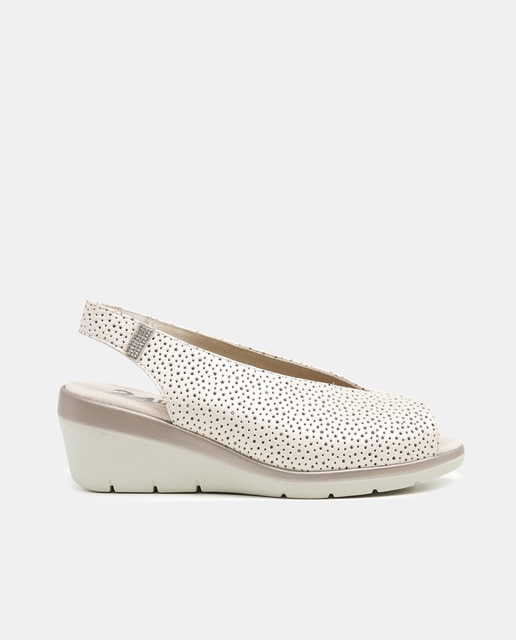24HRS - Peep toes de mujer en piel con cuña.