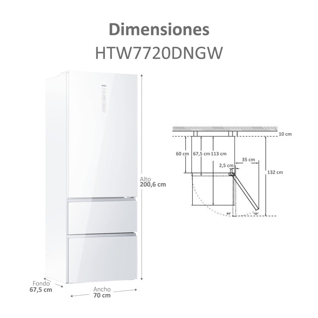 Thumbnail 4 de Haier Frigorífico Combi WiFi 70 Series 7-HTW7720DNGW ❄️