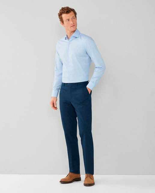 Hackett - Camisa de hombre classic fit mini pata de gallo azul tallas grandes.