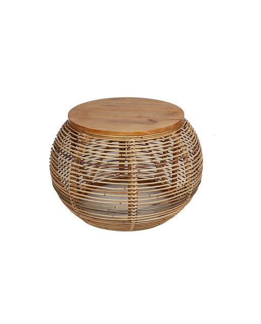 Mesa redda rattan tapa madera