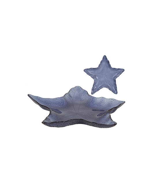 Plato estrella vidrio azul