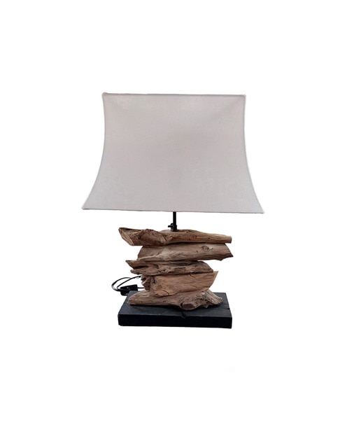 Lámpara mesa madera c/pantalla