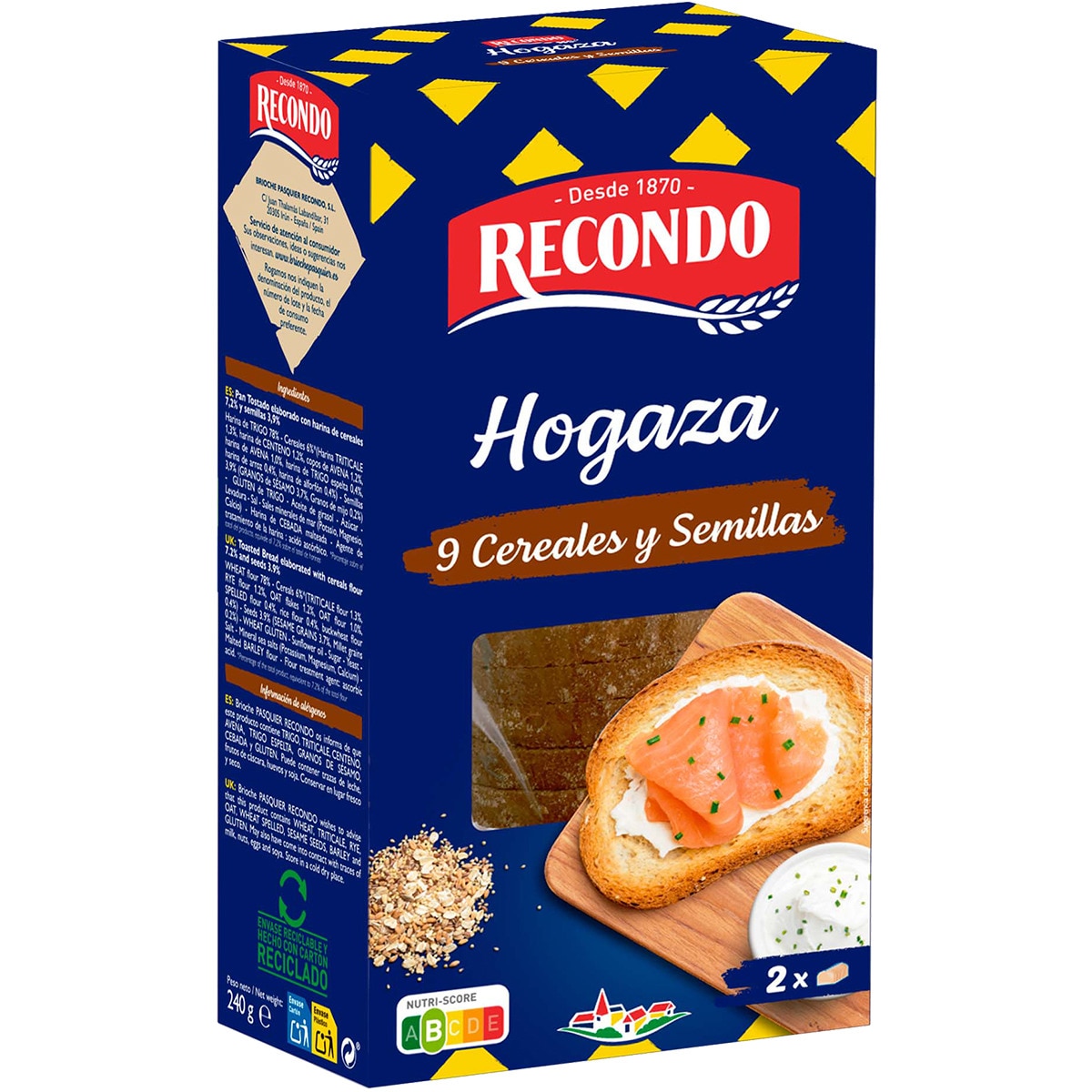 pan de hogaza tostado con 9 cereales y semillas