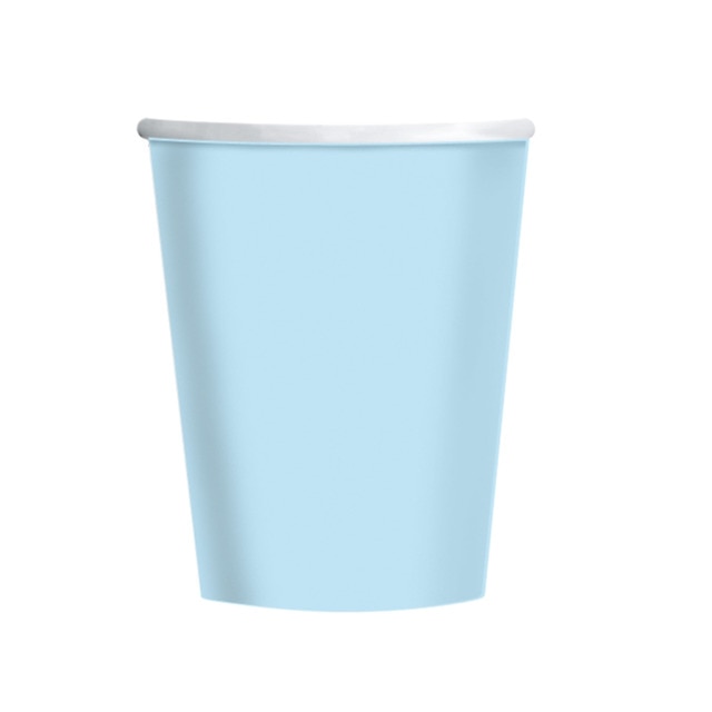 Pack 8 Vasos Papel 237ml Liragram Azul Cielo.
