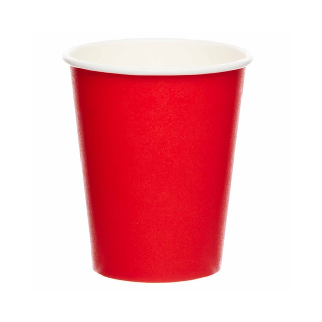 Pack 8 Vasos Papel 237ml Liragram Rojo Fiesta.