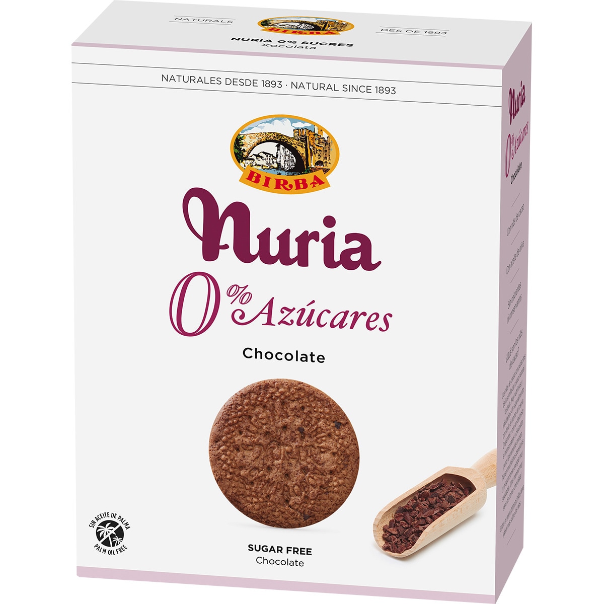 Nuria galletas con chocolate 0% azúcares sin aceite de palma