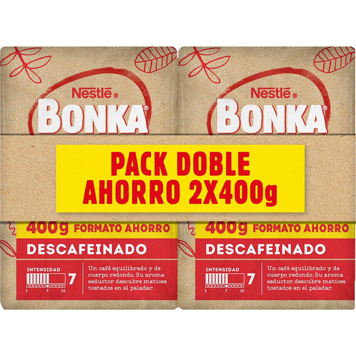 Café descafeinado molido intensidad 7 pack 2 paquetes 400 g - Bonka