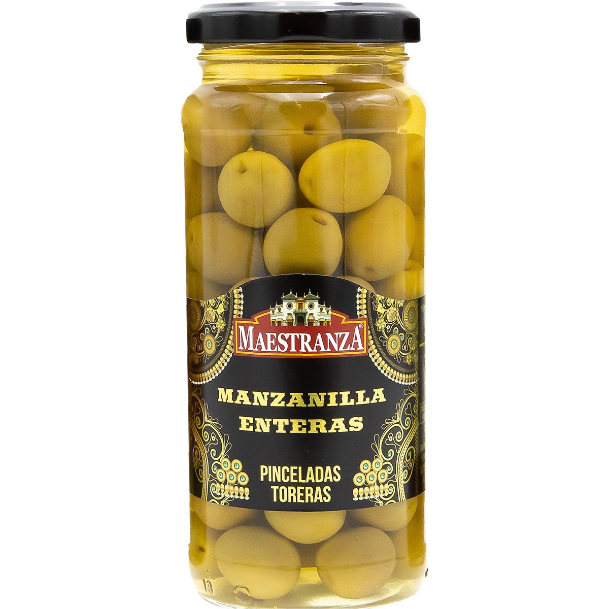 Aceitunas manzanilla enteras frasco 200 g neto escurrido · MAESTRANZA ...