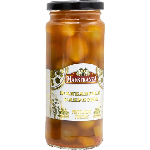 MAESTRANZA aceitunas manzanilla aliño gazpacha frasco 200 g neto escurrido 