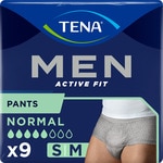 Cuecas para Adultos Homem de Incontinência Men Active Fit Normal Tamanho S/M embalagem 9 unidades
