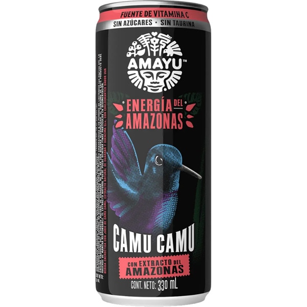 AMAYU bebida energética con extracto de camu camu, guaraná con extracto del Amazonas sin taurina lata 33 cl