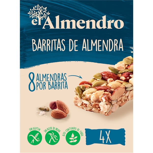 barritas de almendra a la sal sin gluten y sin aceite de palma 4 unidades estuche 84 g