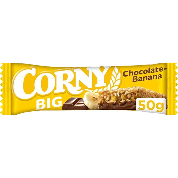 Big chocolate and banana cereal bar container 50 g