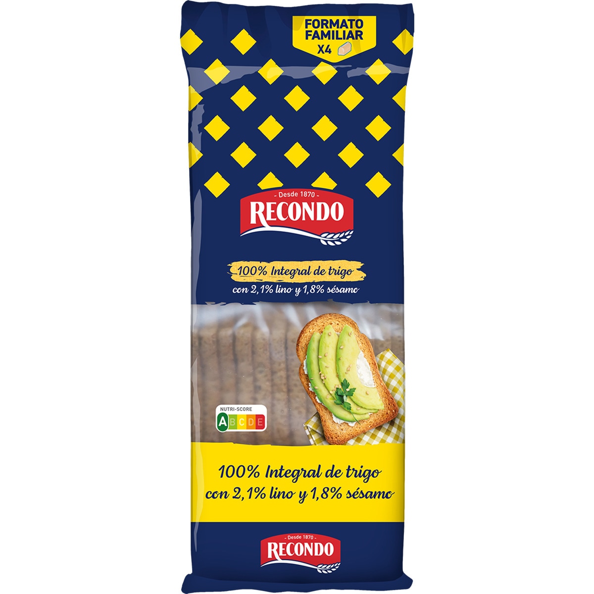 pan tostado 100% integral con lino y sésamo 60 rebanadas