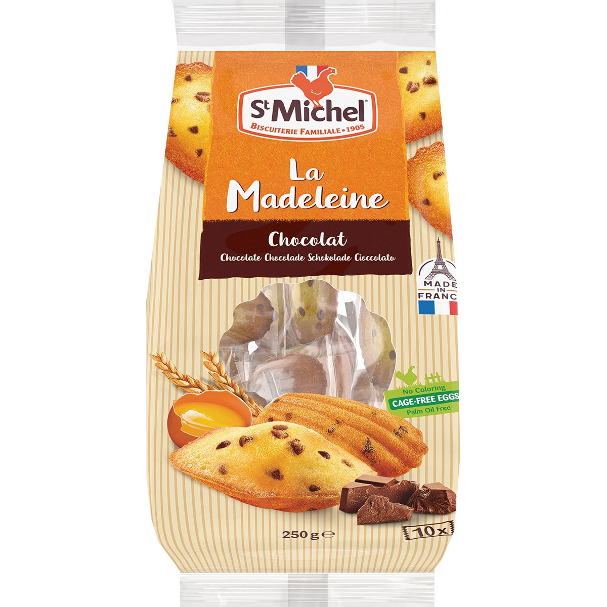 magdalenas con pepitas de chocolate envasadas individualmente 10 unidades