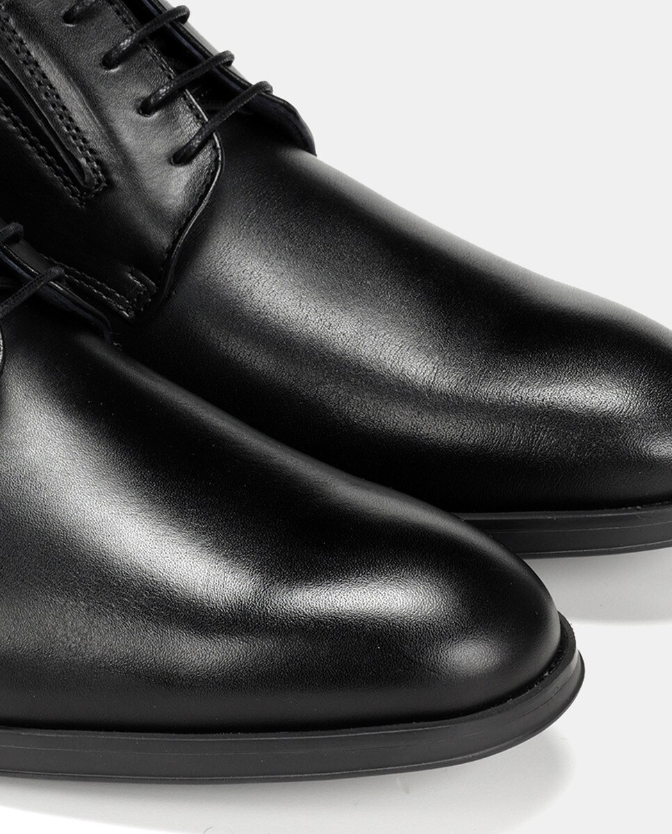 Sapatos de Atacadores Asgard com Pala Lisa e em Pele Preto-5