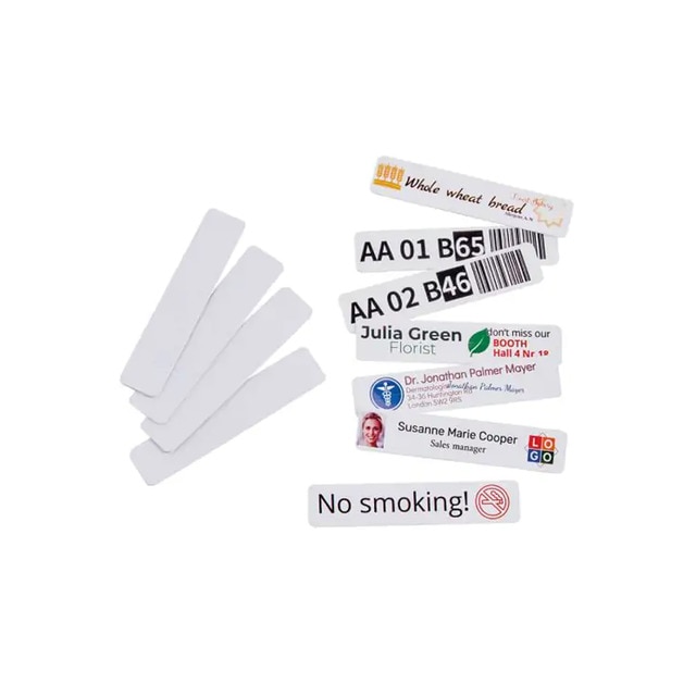 Pack 50 placas PVC adhesivas 80x18mm e-mark Colop blanco brillo.
