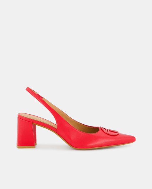 Escarpins femme ouverts derri re en cuir talon bloc Mode femme