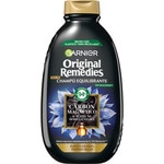 champú equilibrante Carbón Magnético & Aceite de semilla negra sin siliconas botella 600 ml para raíces grasas y puntas secas