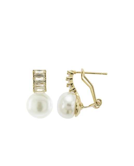 Pendientes Zirconium Perla Gold